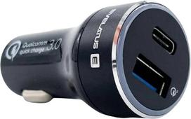 Automobilinis įkroviklis Evelatus QCC03 USB/USB-C, USB/USB-C, juoda