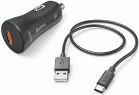 Automobilinis įkroviklis Hama, USB/USB-C, 150 cm, juoda