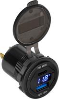 Automobilinis įkroviklis Peiying CHR0007, USB Type C/USB Type A, juoda, 63 W
