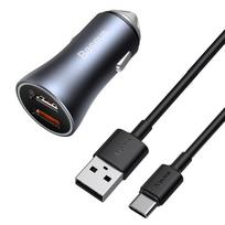 100 w ikroviklis - Automobilinis įkroviklis Baseus, 2 x USB/USB-C, 100 cm, pilka, 40 W - 1 nuotrauka