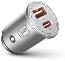 car charger pd - Automobilinis įkroviklis 3MK HyperCar, USB/USB Type-C, sidabro, 30 W - 1 nuotrauka