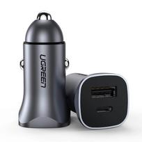 car charger pd - Automobilinis įkroviklis Ugreen CD130 fast car charger, USB Type C/USB Type A, pilka, 30 W - 1 nuotrauka