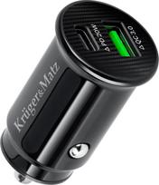 Automobilinis įkroviklis Kruger&Matz KM0870, USB Type C/USB Type A, juoda, 20 W