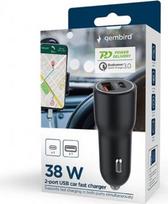 ikrovikliai type 2 - Automobilinis įkroviklis Gembird AC2PDQC38, USB Type C/USB Type A, juoda, 38 W - 3 nuotrauka
