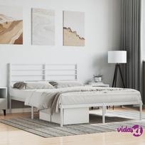 vidaXL Metalinis lovos rėmas su galvūgaliu, 120x200 cm, baltos spalvos (White)