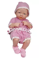 BAMBOLINA lėlė-kūdikis su priedais 36 cm New Born Baby su miego maišu ir tinkliniu maišeliu Rožinė (Pink) BD1632SB