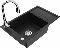 Plautuvė su virtuviniu maišytuvu Mexen Elias Savita, granitas, 79.5 cm x 48 cm x 20 cm