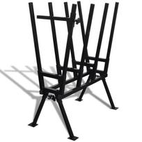 vidaXL Stovas malkoms pjauti, milteliais dengtas plienas, Juodas (Black)