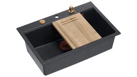 plautuves dozatorius - Virtuvinė plautuvė Quadron Marc Workstation, granitas, 92 cm x 58 cm x 29 cm - 1 nuotrauka