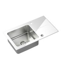Virtuvinė plautuvė Quadron Hugh 111, stiklas/nerūdijantysis plienas, 77 cm x 44 cm x 19 cm