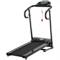 HOMCOM bėgimo takelis sulankstomas elektrinis 500W 0,8-10km/h LCD ekranas Mobiliojo telefono laikiklis juodas 123x62x117cm