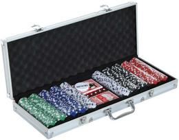 HOMCOM Pokerio rinkinys 500 žetonų su lagaminėliu