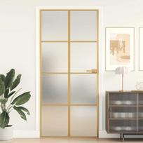 Vidaus durys vidaXL, auksinės (Golden), 93 cm x 201,5 cm, grūdintas stiklas/aliuminis