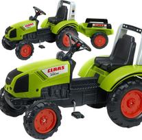 vaikiskas traktorius - FALK pedalinis traktorius Claas 1040AB su priekaba, žalias (Green) - 1 nuotrauka
