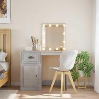 vidaXL Kosmetinis staliukas su LED lemputėmis, betono (Concrete), 90x42x132,5cm