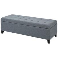 minkstas suoliukas - HOMCOM Minkštas suolas su daiktadėže, pilkas (Gray) - 2 nuotrauka