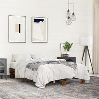 vidaXL Lovos rėmas, dūminio ąžuolo, 120x200 cm, mediena ir metalas