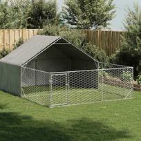 vidaXL Lauko voljeras šunims su aptvaru, 4 x 3 x 1,9 m, plienas