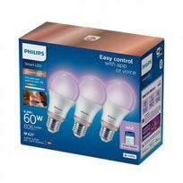smart bulb - Philips Wiz 8.5W (60W) A60 E27 RGB 3 vnt. - 1 nuotrauka