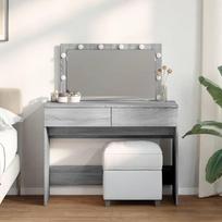 vidaXL Kosmetinis staliukas su LED, pilkas ąžuolas (Grey Oak), 100x40x120cm