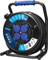 Orno OR-AE-13294 IP44 profesionalus ritės ilgintuvas, 4 lizdai 2P+Z (Schuko), alyvai atsparus guminis kabelis, 40m (Black)