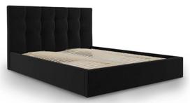 Lova dvigulė Micadoni Home Phaedra Velvet, 160 x 200 cm, juoda, be čiužinio, su grotelėmis