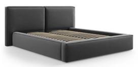 Lova dvigulė Micadoni Home Jodie Velvet, 140 x 190 cm, pilka, be čiužinio, su grotelėmis