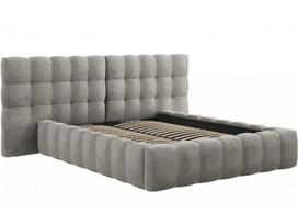 Lova dvigulė Micadoni Home Mamaia Velvet Double Headboard, 160 x 200 cm, šviesiai pilka, be čiužinio, su grotelėmis