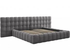 Lova dvigulė Micadoni Home Mamaia Velvet Double Headboard, 200 x 200 cm, tamsiai pilka, be čiužinio, su grotelėmis