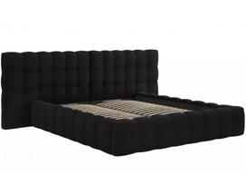 Lova dvigulė Micadoni Home Mamaia Velvet Double Headboard, 180 x 200 cm, juoda, be čiužinio, su grotelėmis