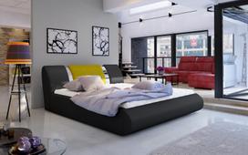 Lova dvigulė Flavio Soft 11, Omega 68, 180 x 200 cm, juoda, be čiužinio, su grotelėmis