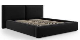 Lova dvigulė Micadoni Home Jodie Velvet, 140 x 190 cm, juoda, be čiužinio, su grotelėmis