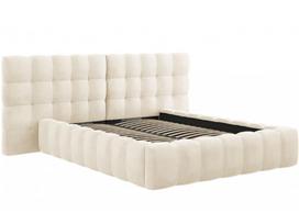 Lova dvigulė Micadoni Home Mamaia Velvet Double Headboard, 140 x 200 cm, šviesiai ruda, be čiužinio, su grotelėmis