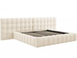 Lova dvigulė Micadoni Home Mamaia Velvet Double Headboard, 200 x 200 cm, šviesiai ruda, be čiužinio, su grotelėmis