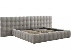 Lova dvigulė Micadoni Home Mamaia Velvet Double Headboard, 200 x 200 cm, šviesiai pilka, be čiužinio, su grotelėmis