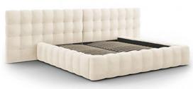 Lova dvigulė Micadoni Home Mamaia Velvet Double Headboard, 180 x 200 cm, šviesiai ruda, be čiužinio, su grotelėmis