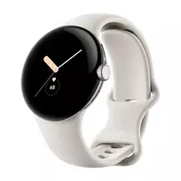 Google Pixel Watch 41mm Sidabrinis (Polished Silver) su Kreminiu Dirželiu (Chalk)