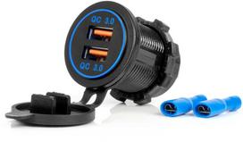 automobilinis ikroviklis 12v - AMiO AMI-04218 Automobilinis įkroviklis, 2xUSB QC3.0, Vandeniui atsparus (Waterproof) - 1 nuotrauka