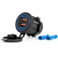 automobilinis ikroviklis 12v - AMiO AMI-04218 Automobilinis įkroviklis, 2xUSB QC3.0, Vandeniui atsparus (Waterproof) - 2 nuotrauka