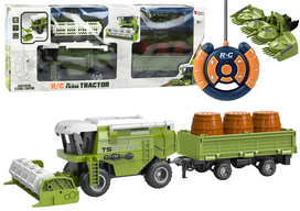 Lean Toys Nuotoliniu būdu valdomas kombainas su priekaba Žalias (Green)