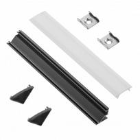 led juosta 20m - GTV Glax kampinis LED juostos profilis 45°, juodas (Black), 2 m - 1 nuotrauka