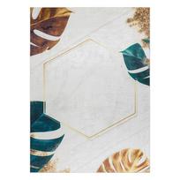Kilimas vidaus Hakano Arlen Leaves, aukso/balta/žalia, 150 cm x 80 cm
