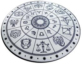 Kilimas vidaus Conceptum Hypnose Horoscope Beyaz, baltas/juodas, 200 cm x 200 cm