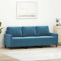 vidaXL Trivietė sofa, mėlyna (Blue), 180 cm, aksomas