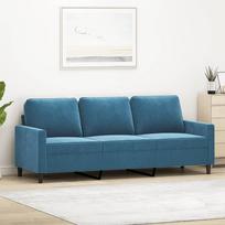 180 cm sofa - vidaXL Trivietė sofa, mėlyna (Blue), 180 cm, aksomas - 2 nuotrauka