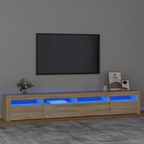 TV staliukas vidaXL LED apšvietimu, ąžuolo (Oak), 240x35x40 cm