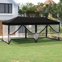 vidaXL Proginė palapinė su šoninėmis sienomis, juoda (Black), 3x6 m