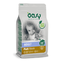 Oasy Adult Cat Pork sausas maistas katėms su kiauliena, 1.5 kg