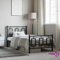 vidaXL Lovos rėmas su galvūgaliu, juodas (Black), 90x200 cm, metalas