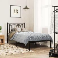 vidaXL Metalinis lovos rėmas su galvūgaliu, 90x200 cm, juodas (Black)